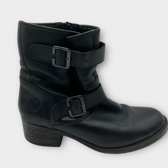 Remonte Ankle Boots Booties Moto Biker Euro39 US 8 Buckle Side Zip Black Leather - Picture 1 of 8